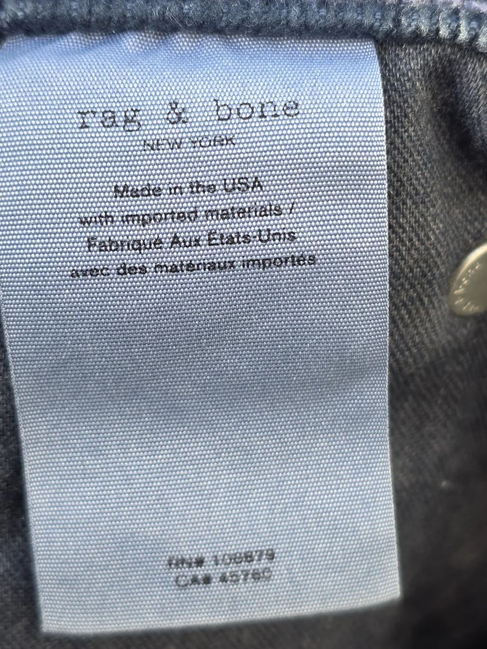Rag & Bone Nina‎ High-Rise Ankle Skinny Corduroy Pants Navy Raw Hem 31
